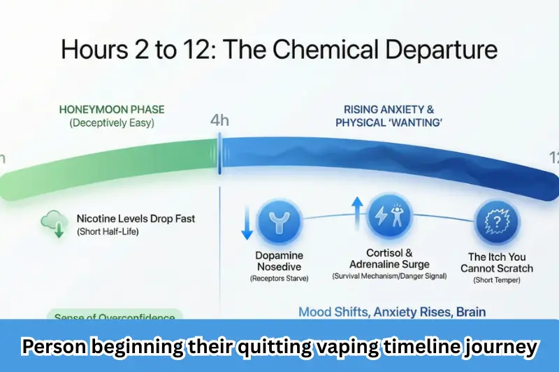 Person beginning their quitting vaping timeline journey