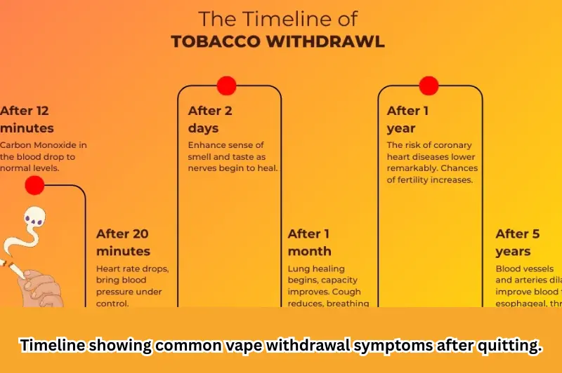 Timeline showing common vape withdrawal symptoms after quitting